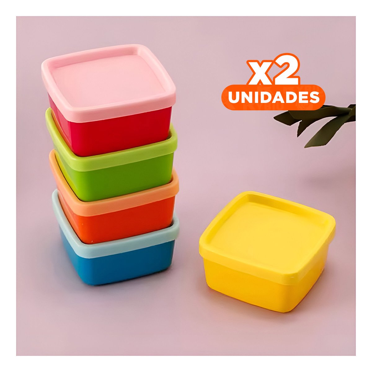 PACK2 CONTENEDORES MINI 6 PIEZAS CON TAPAS MULTICOLOR 6X3,5CM PARA COMIDA Y+PAPEL REGALO - 1