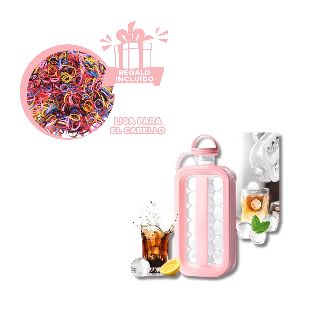 HIELERA PARA ORGANIZAR CUBOS DE HIELO Y MANTENER BEBIDAS FRIAS ROSADO YLIGAS REGALO - 2