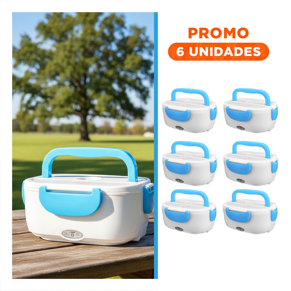 PACK6 CUBETA CALENTADOR ELECTRICO CON FUNCION RAPIDA Y CONFIABLE CELESTE YREGALO STICKER - 1