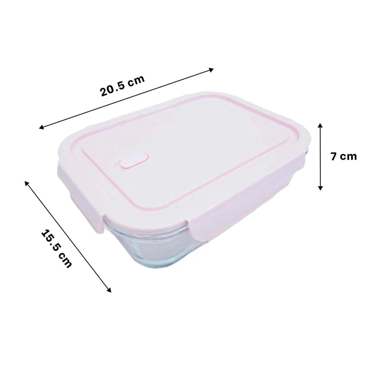PACK2 CAJA HERMETICA DE VIDRIO ROSADO CON 3 DIVISIONES COCINA - 4