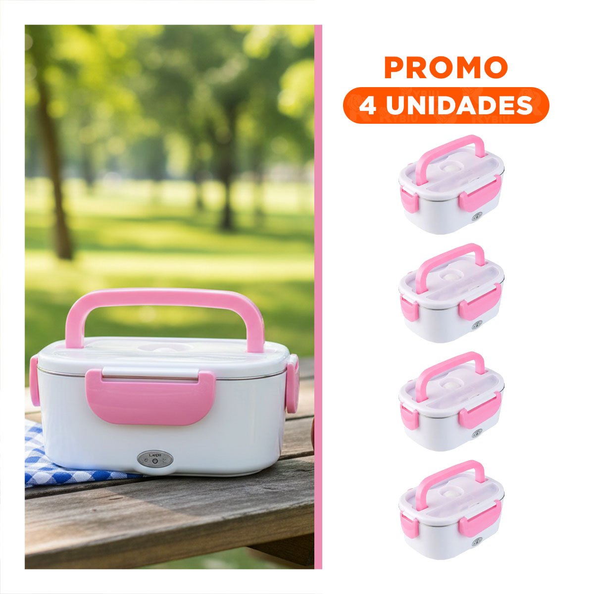 PACK4 ENVASE COMPACTO Y RESISTENTE PARA COCINA Y OFICINA ROSADO - 1