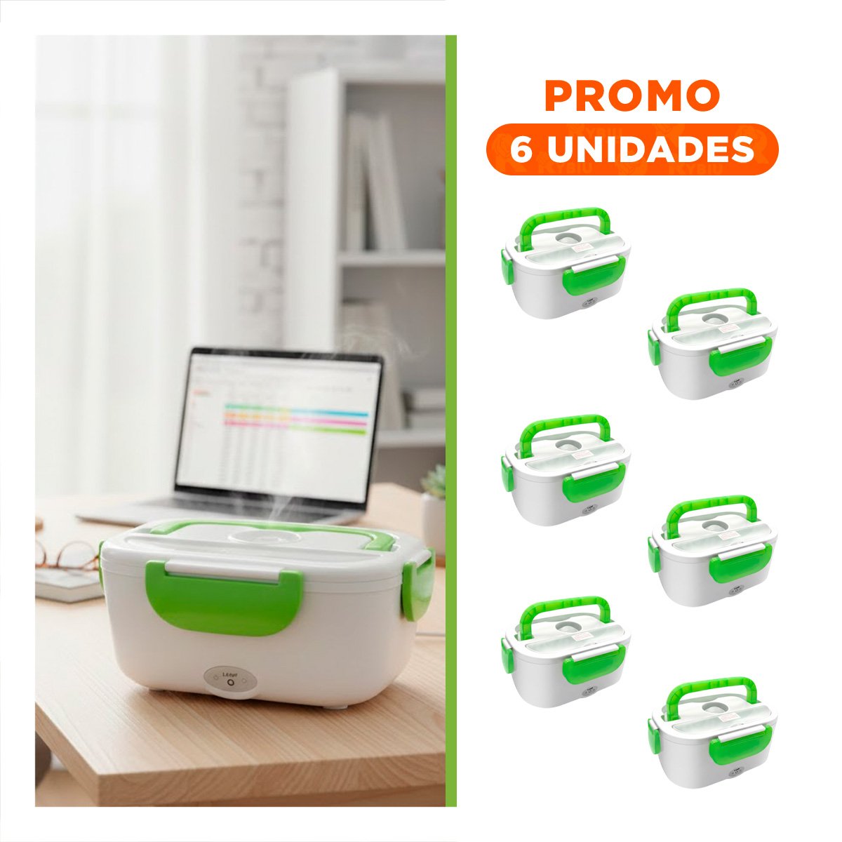 PACK6 RECIPIENTE CON SISTEMA INTELIGENTE QUE EVITA DERRAMES VERDE YREGALO STICKER - 1