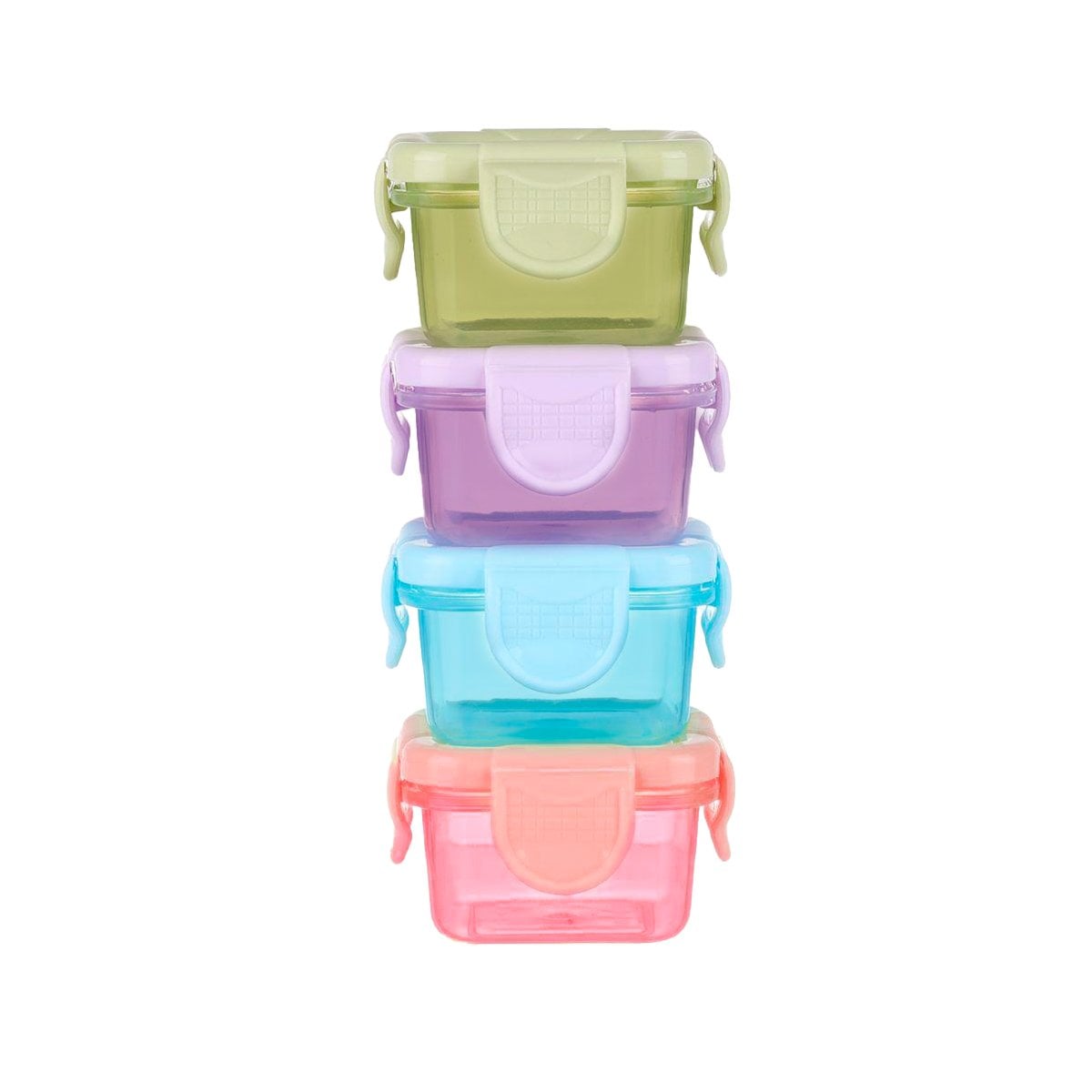 PACK6 CAJAS MINI CON SEGURO 4 PIEZAS MULTICOLOR 7X4CM PARA TRANSPORTE COMIDA Y+REGALO STICKER - 2