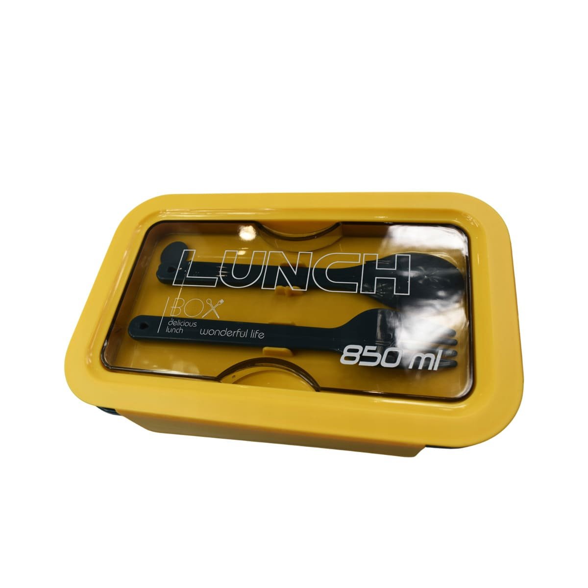 PACK6 CAJA PRÁCTICA 850ML CON CUBIERTOS AZUL Y AMARILLO PARA USO DIARIO Y+REGALO STICKER - 2