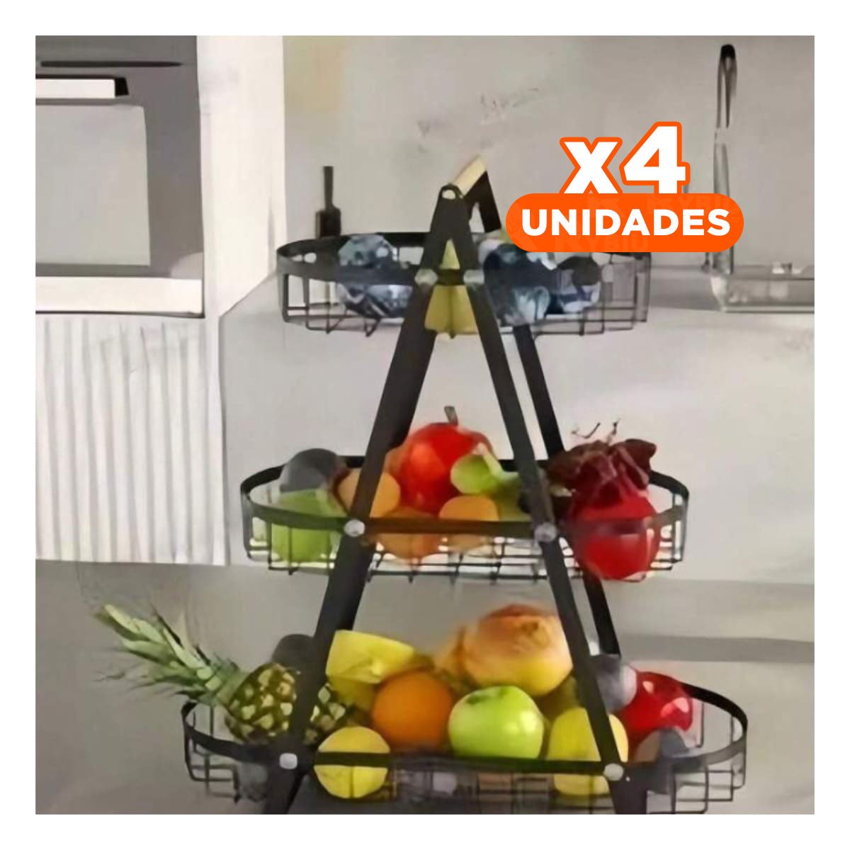PACK4 BANDEJA TRIANGULAR PARA SERVIR FRUTAS Y DECORAR COCINA NEGRO YPAPEL REGALO - 1