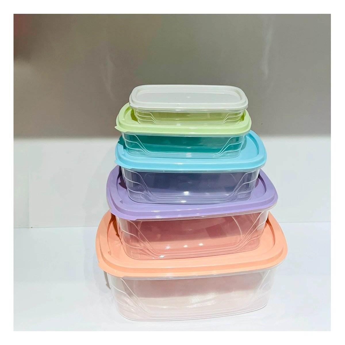 PACK12 COLECCION DE ENVASES RECTANGULARES 5 PIEZAS EN TONOS PASTEL - 5