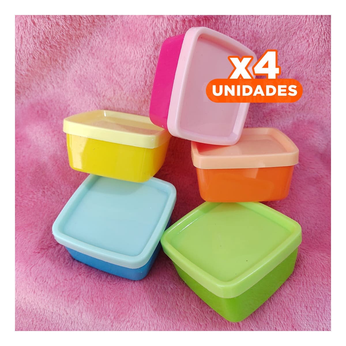 PACK4 CONTENEDORES MINI 6 PIEZAS CON TAPAS MULTICOLOR 6X3,5CM PARA FRUTAS Y+PAPEL REGALO - 1