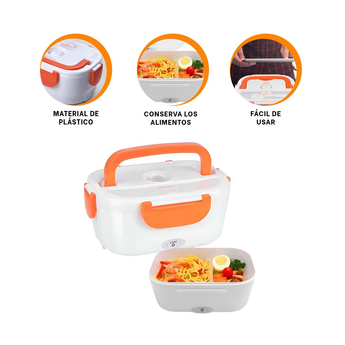 TAPER PRACTICO QUE PERMITE TRANSPORTAR Y MANTENER COMIDA CALIENTE NARANJA YPOST IT - 5