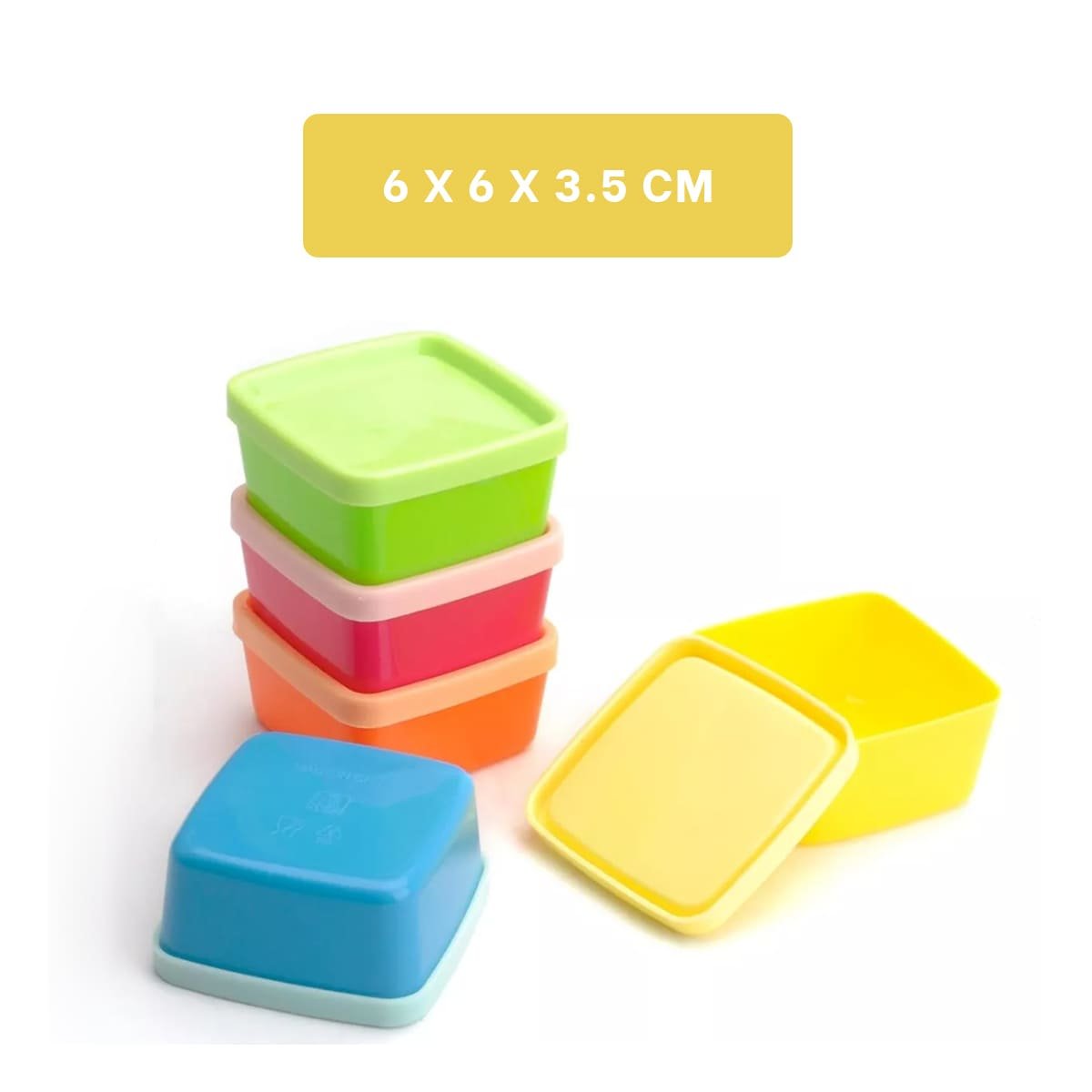 PACK2 CONTENEDORES MINI 6 PIEZAS CON TAPAS MULTICOLOR 6X3,5CM PARA USO DIARIO Y+REGALO STICKER - 4