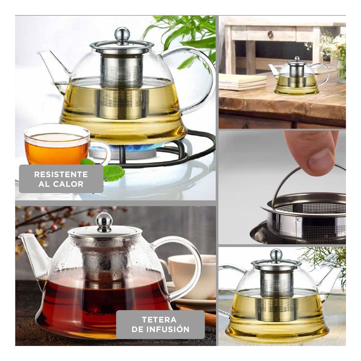 TETERA 1500ML EN BOROSILICATO Y ACERO CON ACABADO DE COLOR TRANSPARENTE YPOST IT - 2