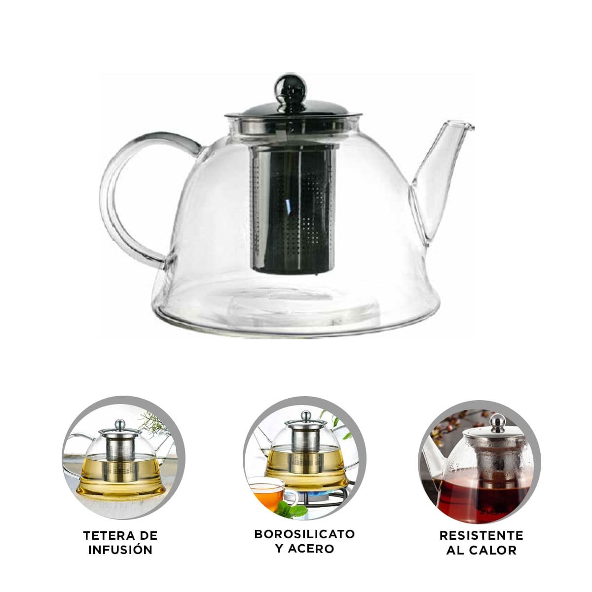 TETERA 1500ML EN BOROSILICATO Y ACERO CON ACABADO DE COLOR TRANSPARENTE YPOST IT - 5