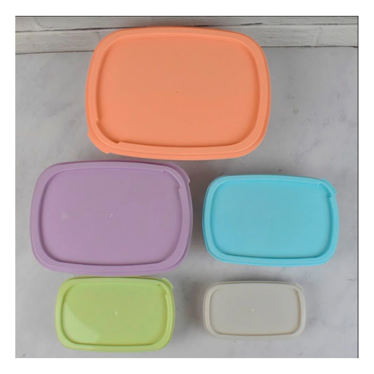 PACK2 CONTENEDORES PLASTICOS RECTANGULARES 5 PIEZAS EN COLORES PASTEL Y+REGALO STICKER - 5
