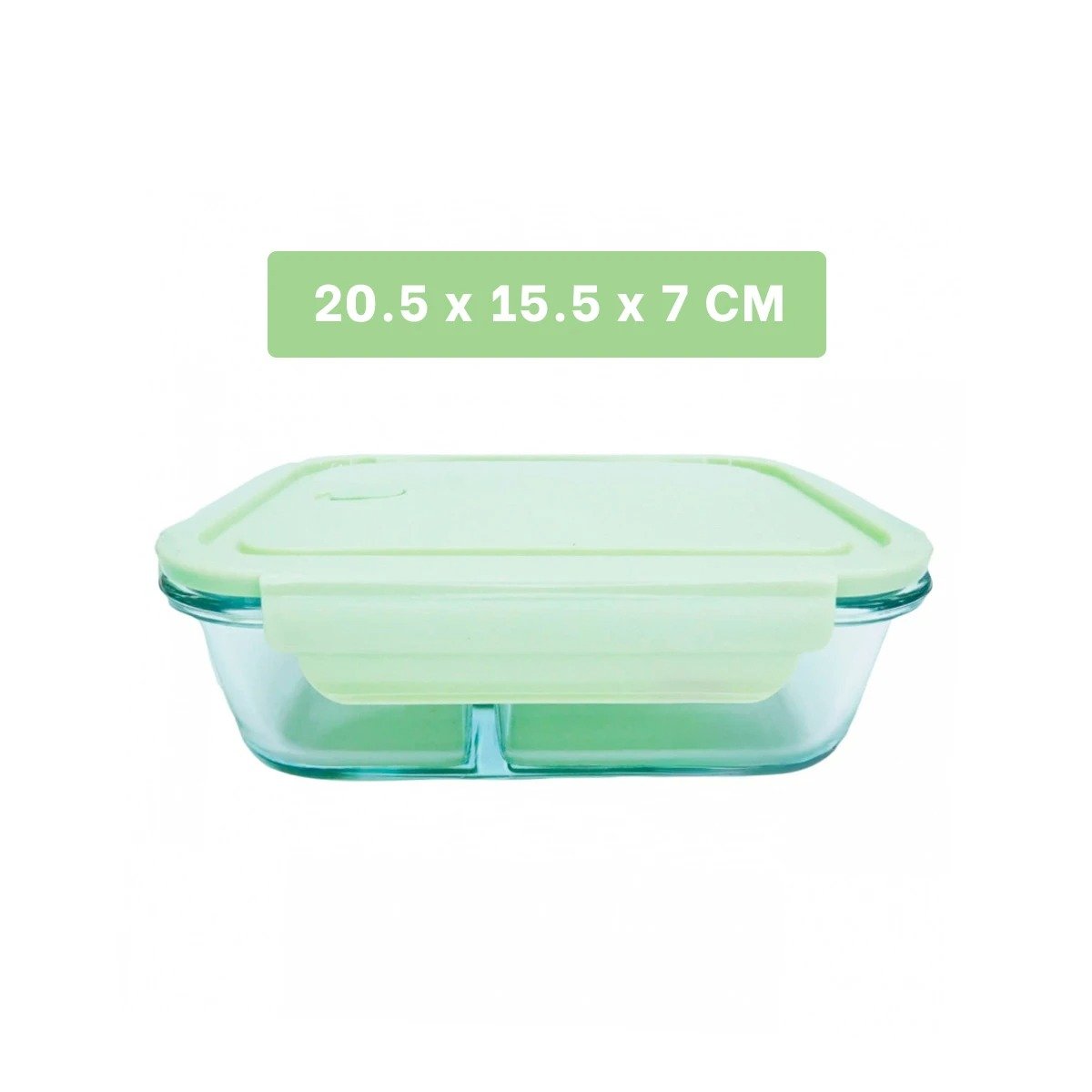 PACK2 BANDEJA HERMETICA DE VIDRIO VERDE CON 3 DIVISIONES PARA COMIDAS Y+REGALO STICKER - 4