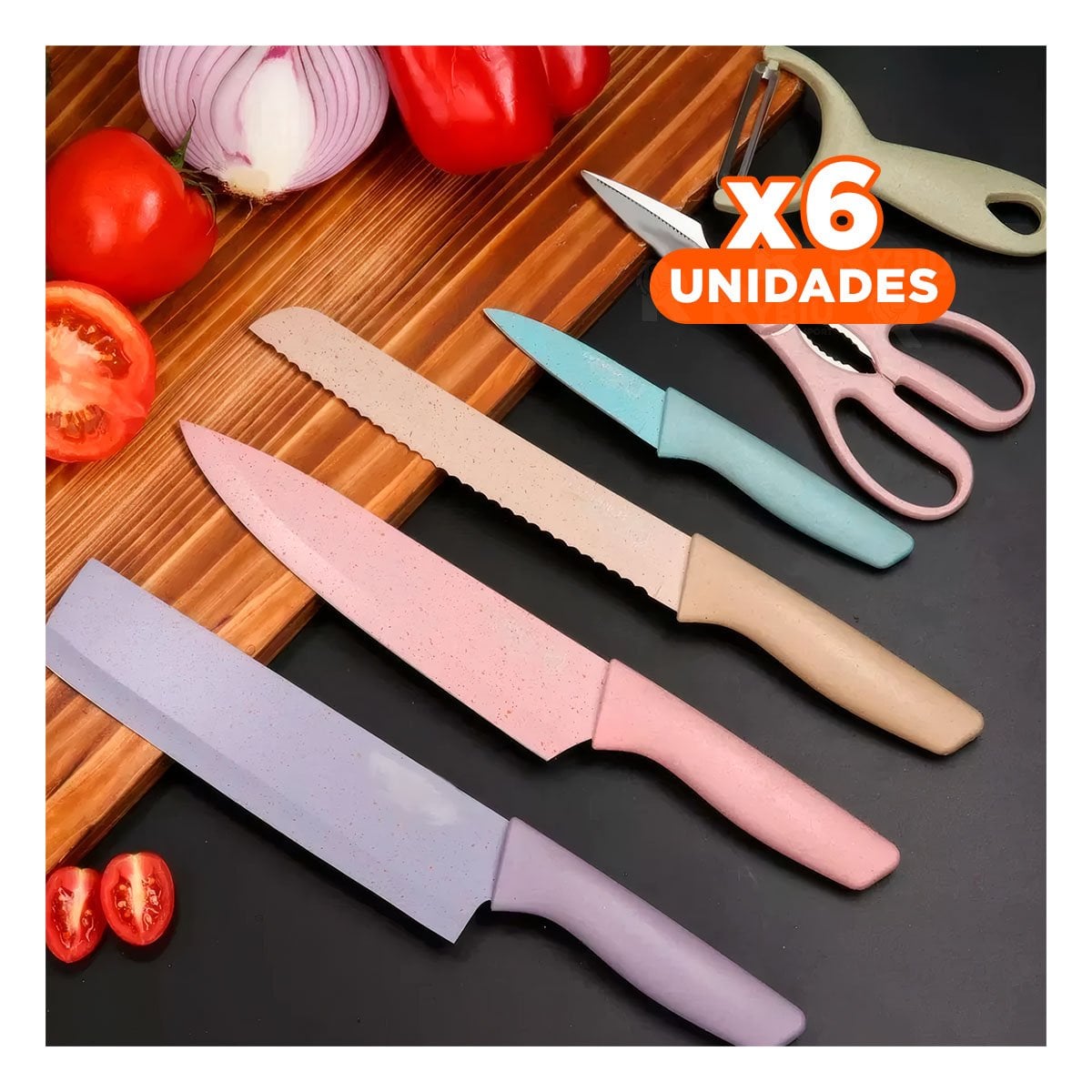 PACK6 JUEGO DE UTENSILIOS 6 PIEZAS DE COLORES PARA COCINA - 1