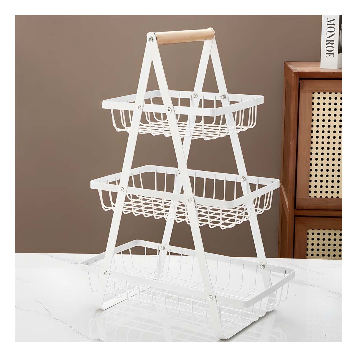 PACK4 SOPORTE TRIANGULAR 3 NIVELES BLANCO FUNCIONAL Y MODERNA GUARDAR ALIMENTOS Y+PAPEL REGALO - 5