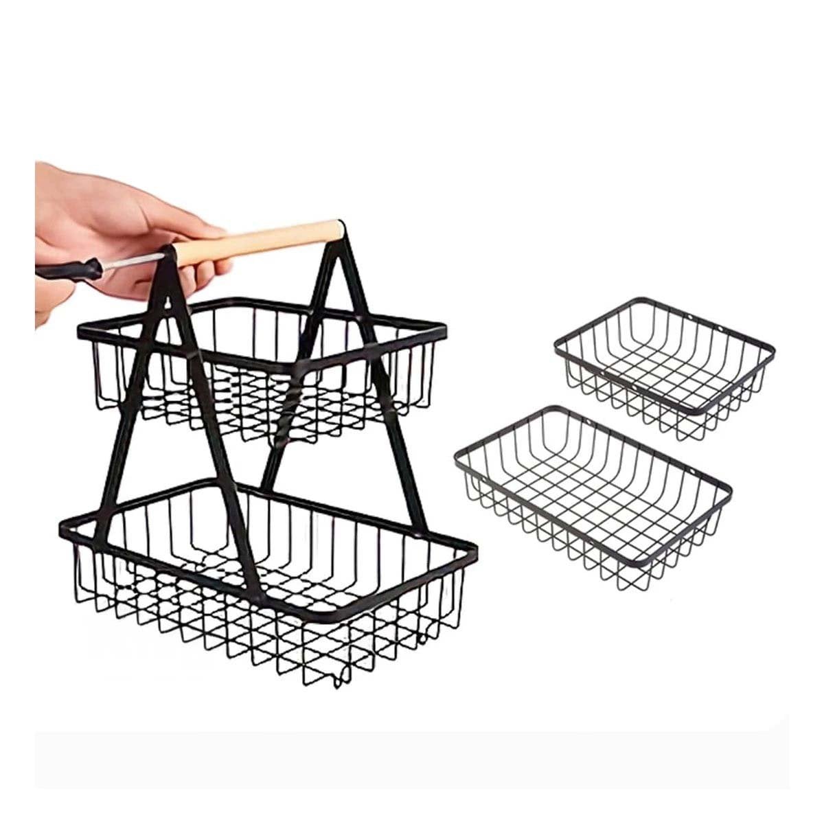 FRUTERO EN ACERO INOXIDABLE NEGRO CON DISEÑO TRIANGULAR Y DOS NIVELES Y+LIGAS REGALO - 5