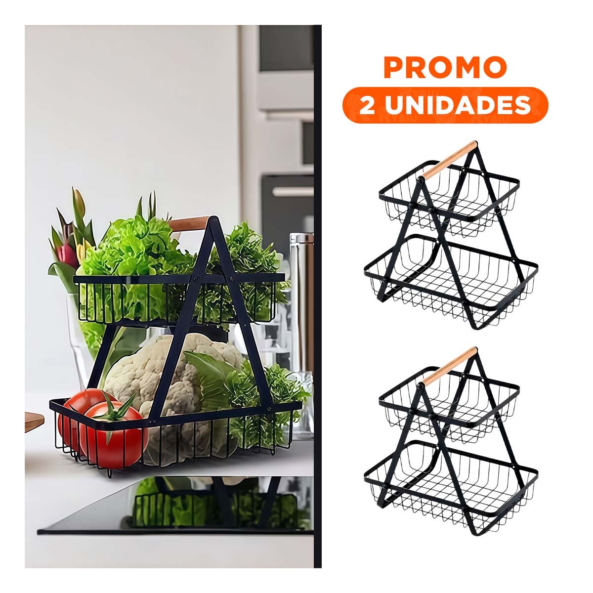 PACK2 ORGANIZADOR EN COLOR NEGRO 2 NIVELES CON SOPORTE TRIANGULAR Y+REGALO STICKER - 1