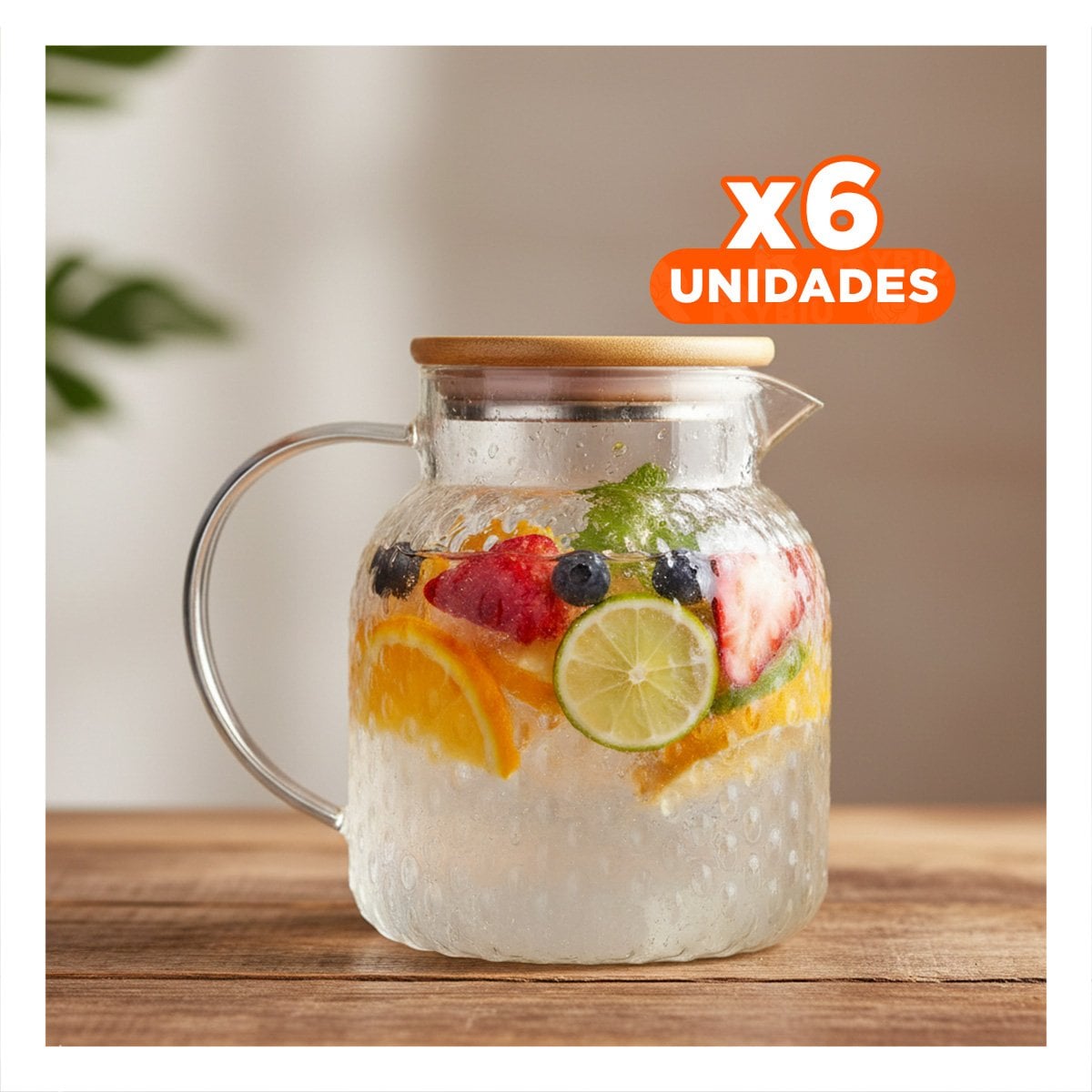 PACK6 ENVASE ELEGANTE CON TAPA DE MADERA PARA COCINA O COMEDOR TRANSPARENTE YPAPEL REGALO - 1