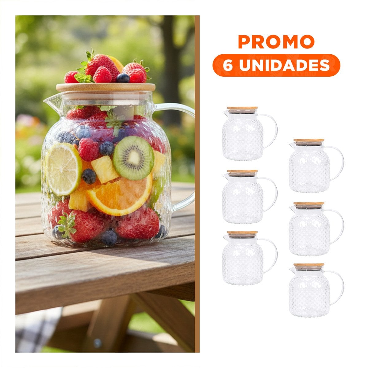 PACK6 ENVASE RESISTENTE DE VIDRIO PARA USO DIARIO TRANSPARENTE YREGALO STICKER - 1