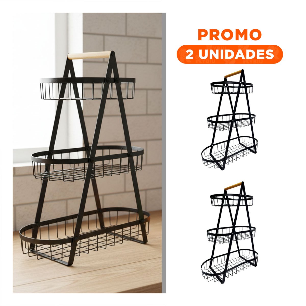 PACK2 BANDEJA TRIANGULAR QUE FACILITA DECORAR LA MESA Y MANTENER FRUTAS NEGRO YREGALO STICKER - 1
