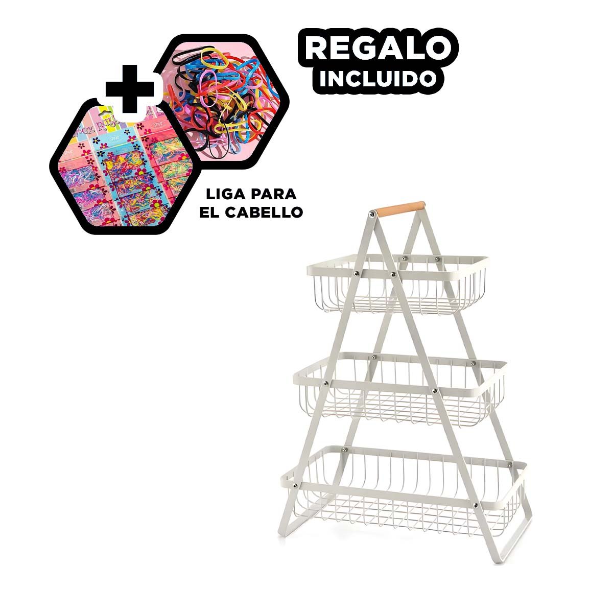 FRUTERO TRIANGULAR 3 NIVELES BLANCO MODERNA Y RESISTENTE ORDENAR ENSALADAS Y+LIGAS REGALO - 2