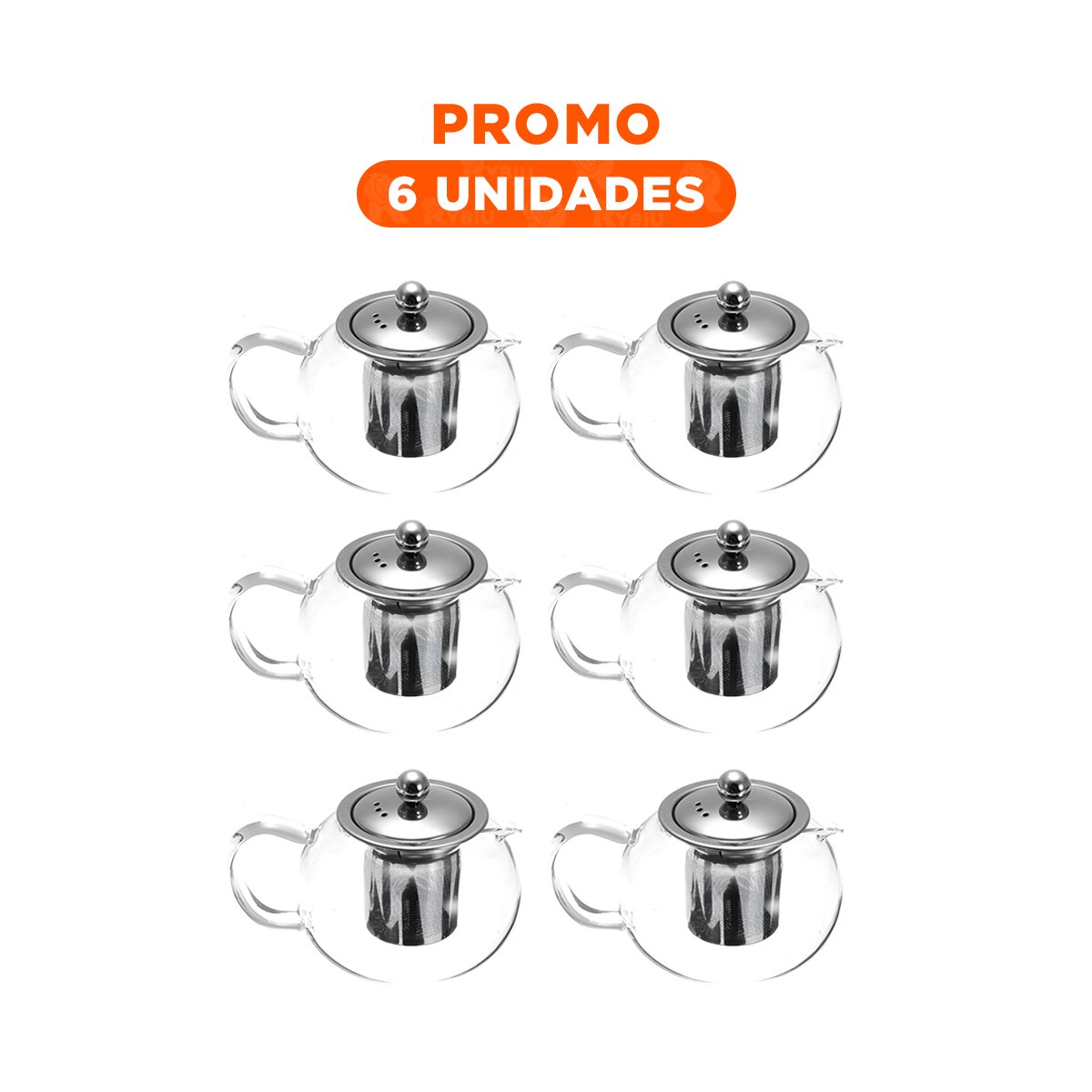 PACK6 INFUSOR CIRCULAR DE INFUSION 800ML TRANSPARENTE CON BOROSILICATO Y ACERO YREGALO STICKER - 1