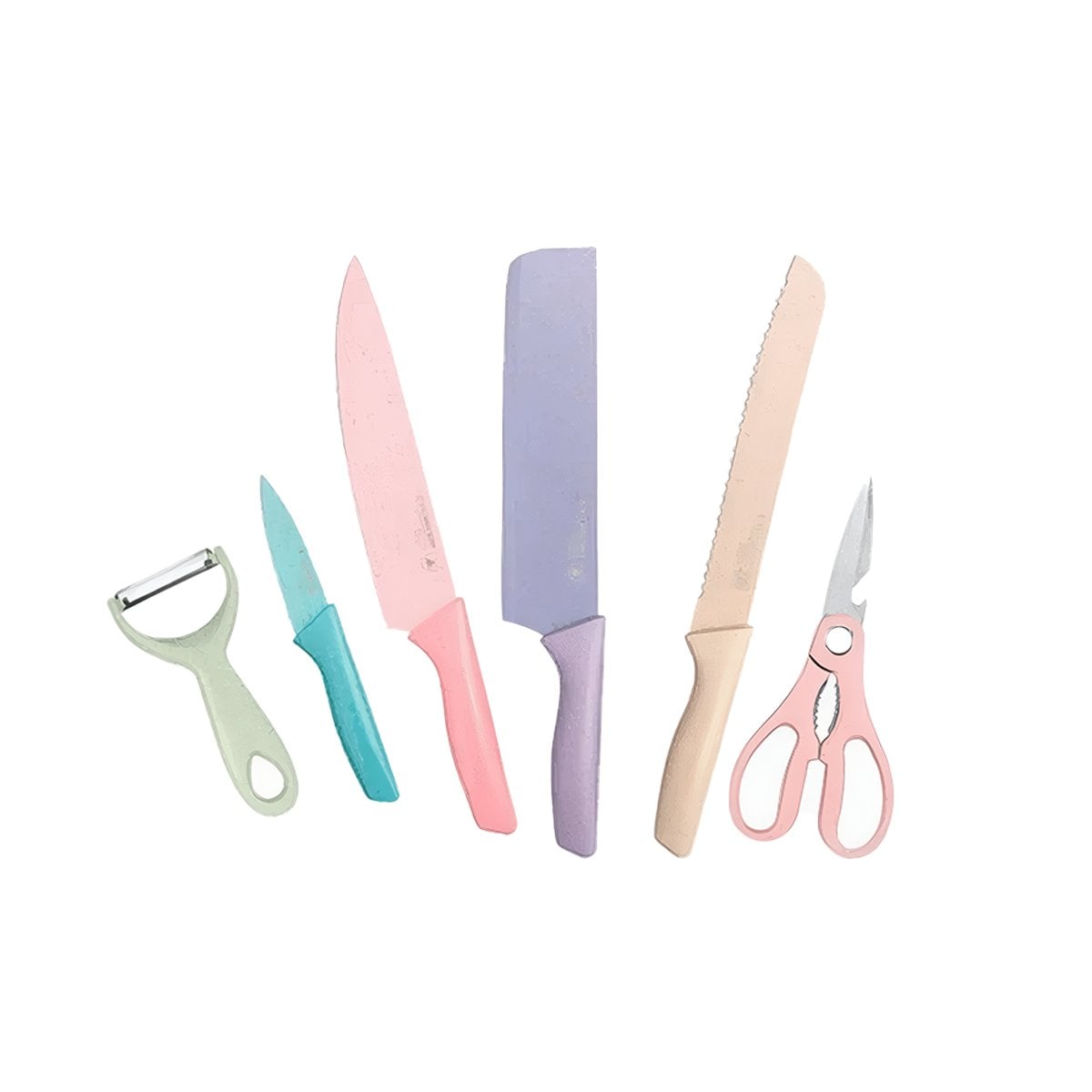 COLECCION DE CUCHILLOS 6 PIEZAS DE COLORES PARA COCINA FAMILIAR Y+LIGAS REGALO - 5