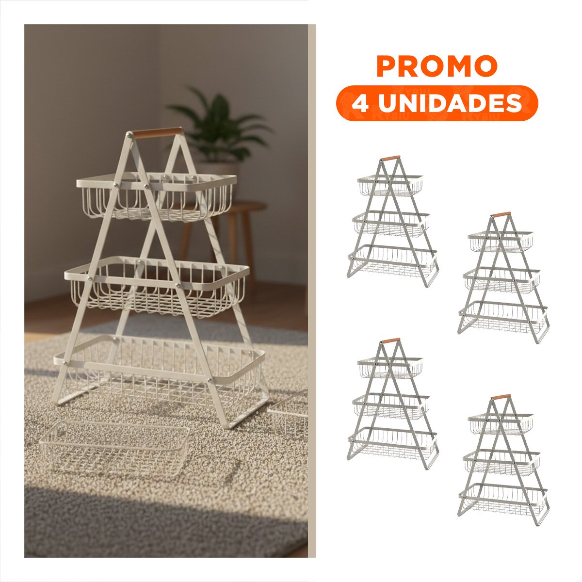 PACK4 SOPORTE TRIANGULAR 3 NIVELES BLANCO COMODO Y FACIL DE USAR ORDENAR ENSALADAS - 1
