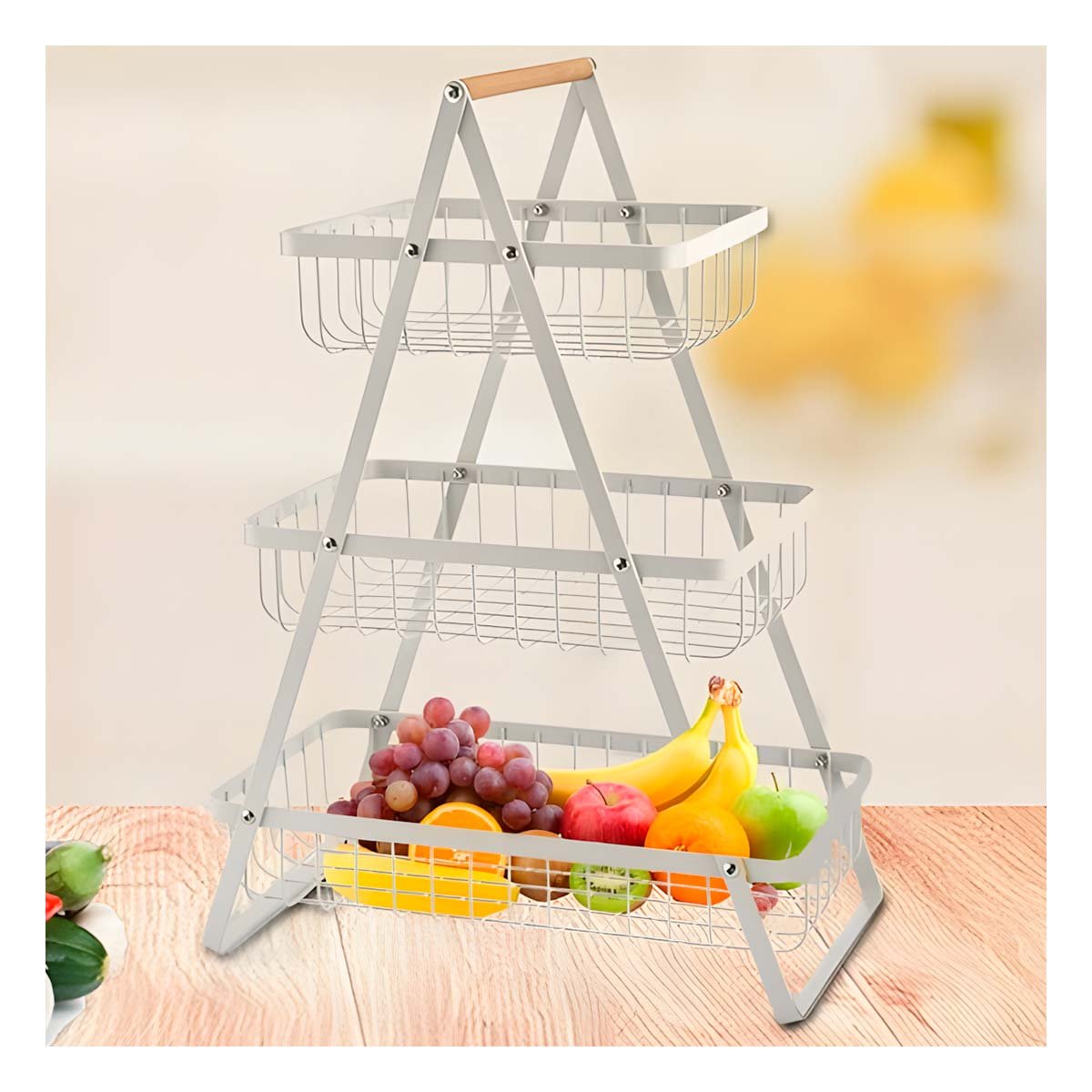 PACK4 ESTANTE TRIANGULAR 3 NIVELES BLANCO COMODO Y RESISTENTE ORGANIZAR FRUTAS Y+REGALO STICKER - 3