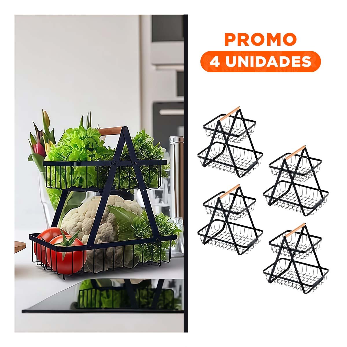 PACK4 ORGANIZADOR TRIANGULAR NEGRO FABRICADO EN ACERO INOXIDABLE 2 NIVELES - 1