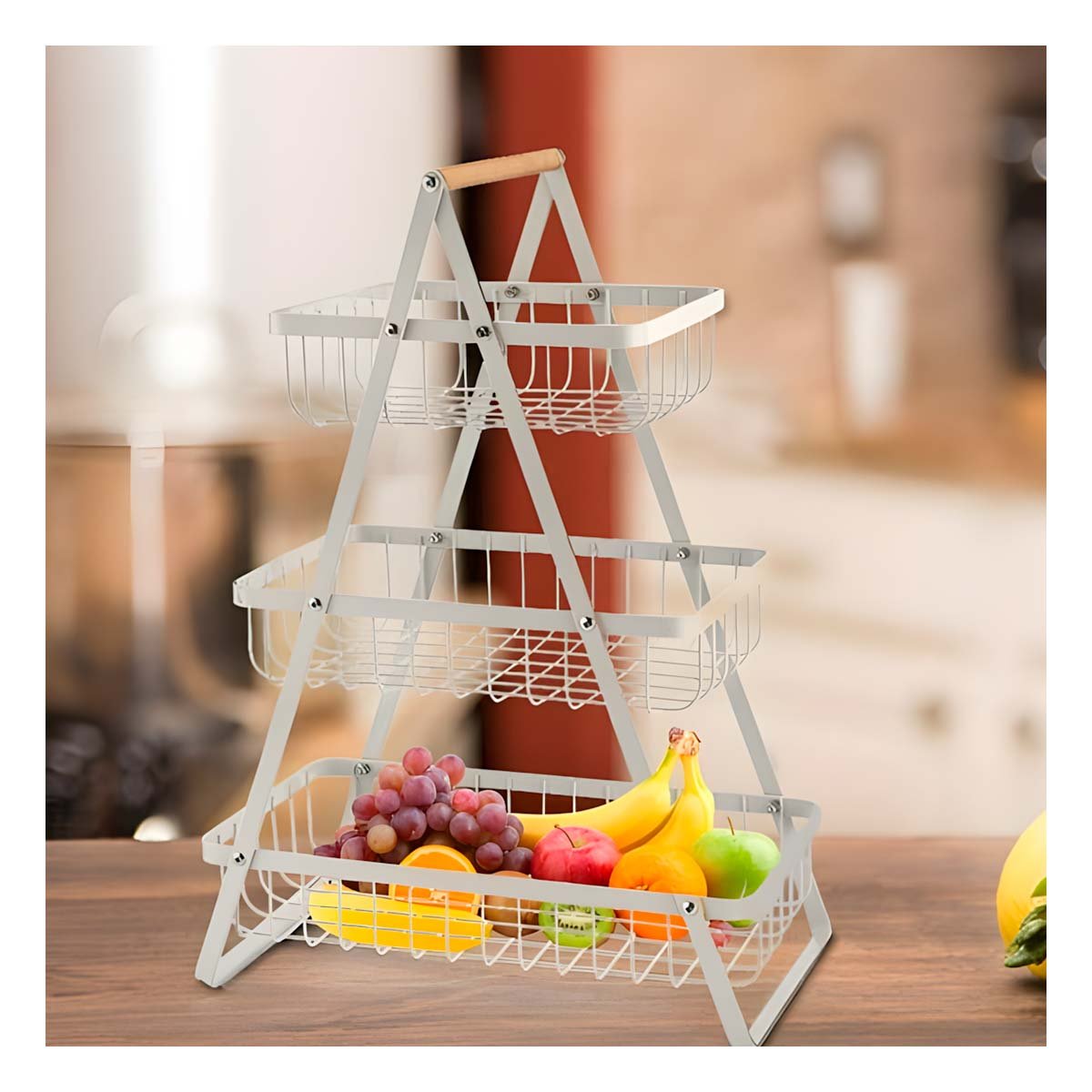 FRUTERO TRIANGULAR 3 NIVELES BLANCO COMODO Y RESISTENTE ORGANIZAR FRUTAS - 5