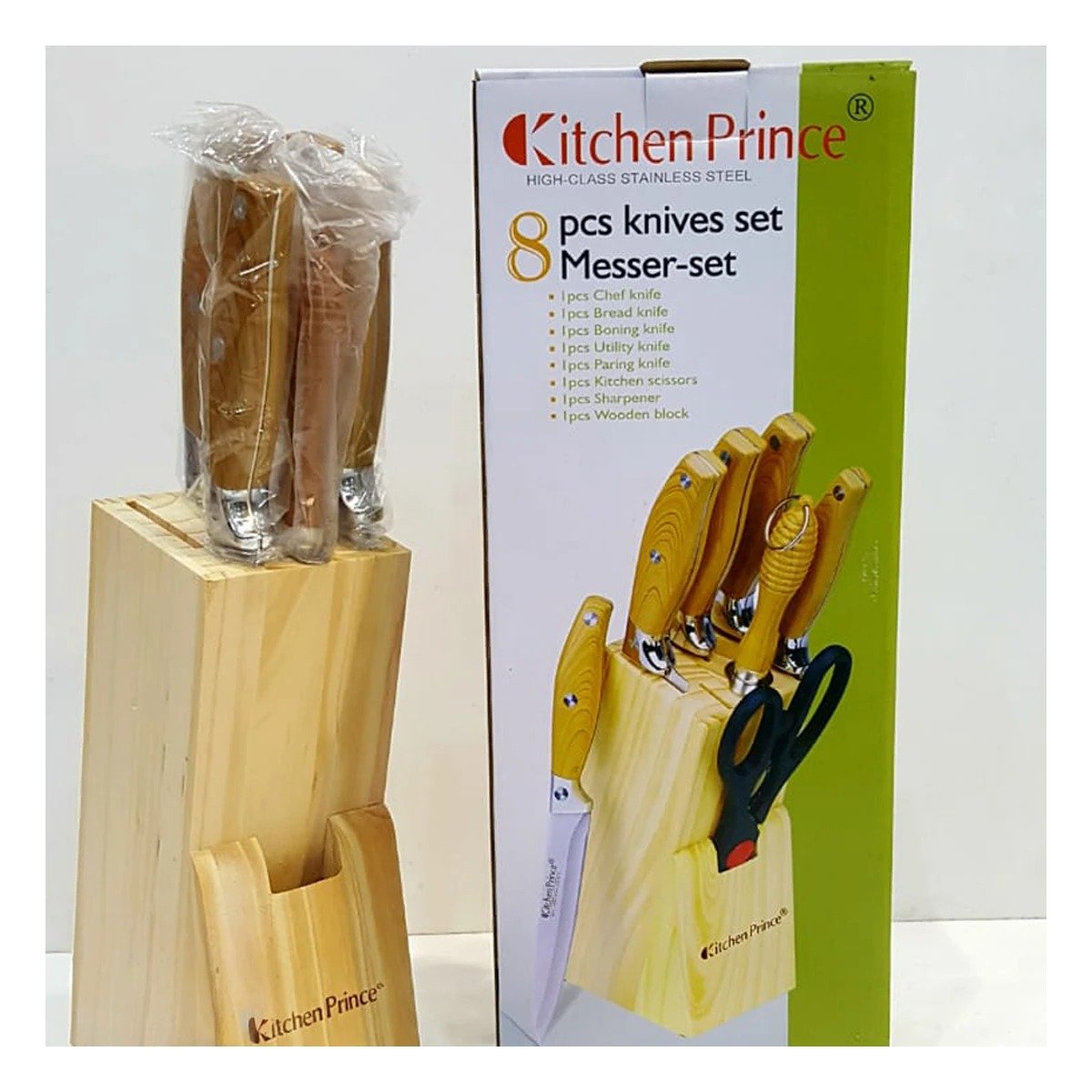PACK DE CUCHILLOS MANGO DE MADERA 8 PIEZAS PARA COCINA Y+REGALO STICKER - 5