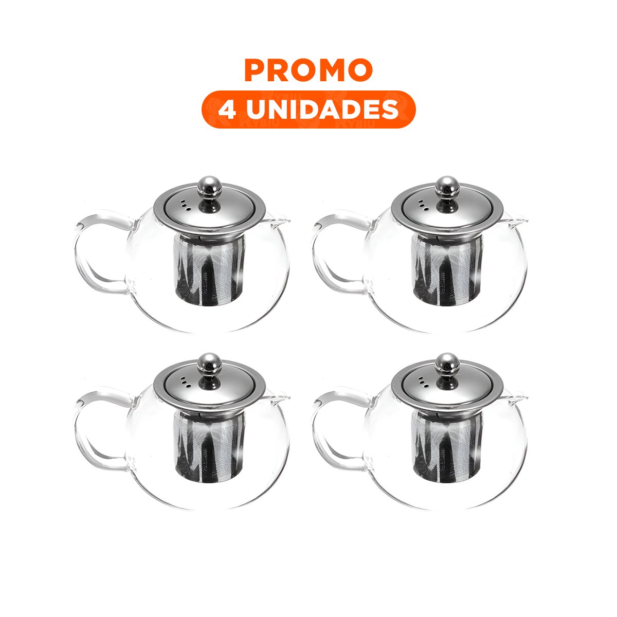 PACK4 JARRA 800ML EN BOROSILICATO Y ACERO CON PERFIL CIRCULAR TRANSPARENTE - 1