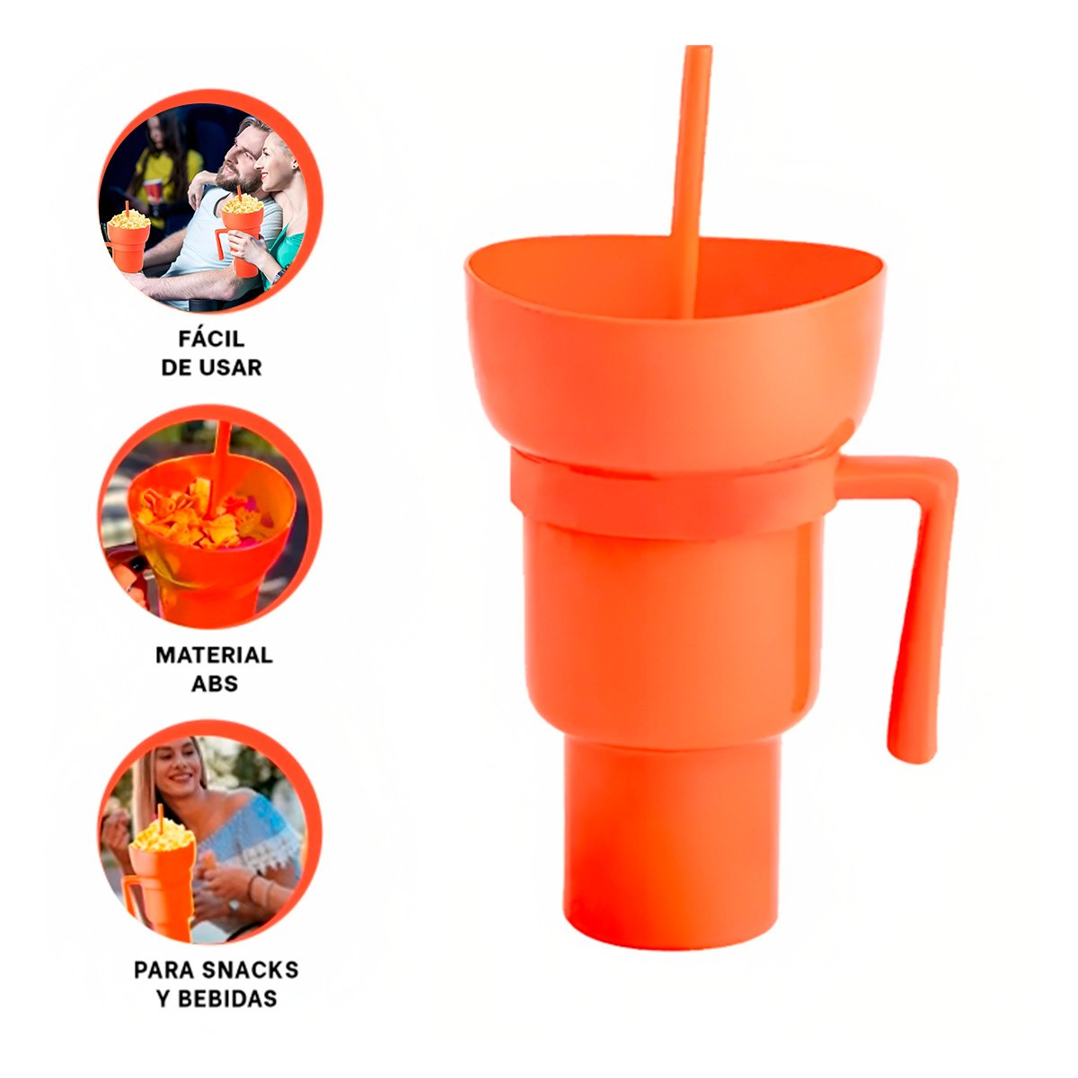 VASO 2 EN 1 EN MATERIAL ABS ANARANJADO PARA MOMENTOS DE CINE Y ENTRETENIMIENTO Y+POST IT - 5
