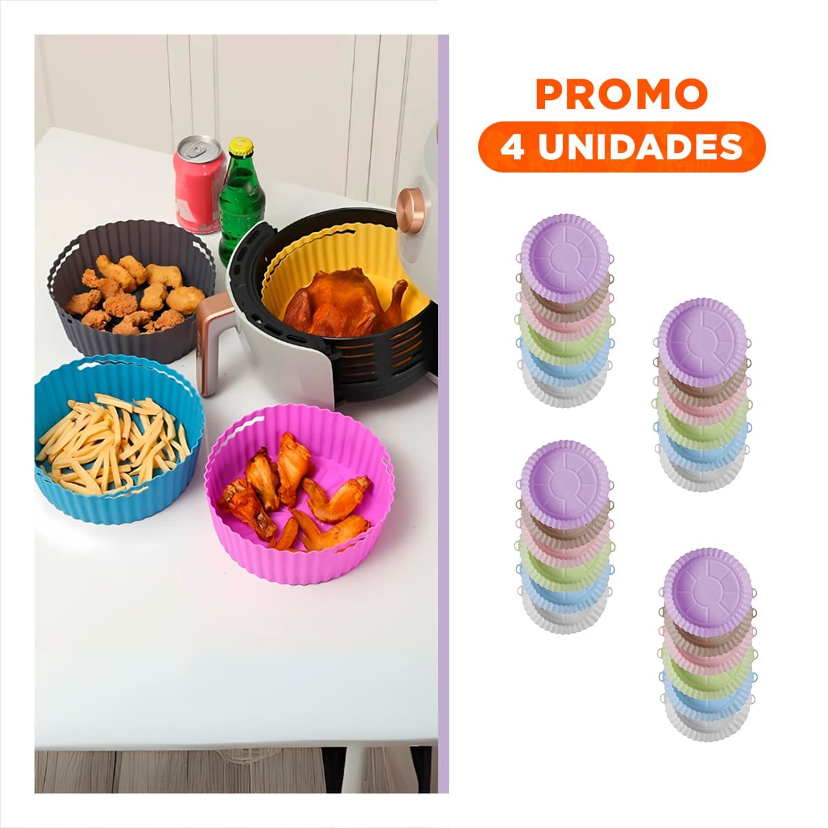 PACK4 BANDEJA SET DE 2 DE SILICONA PARA FREIDORA DE AIRE PARA RECETAS VARIADAS - 1