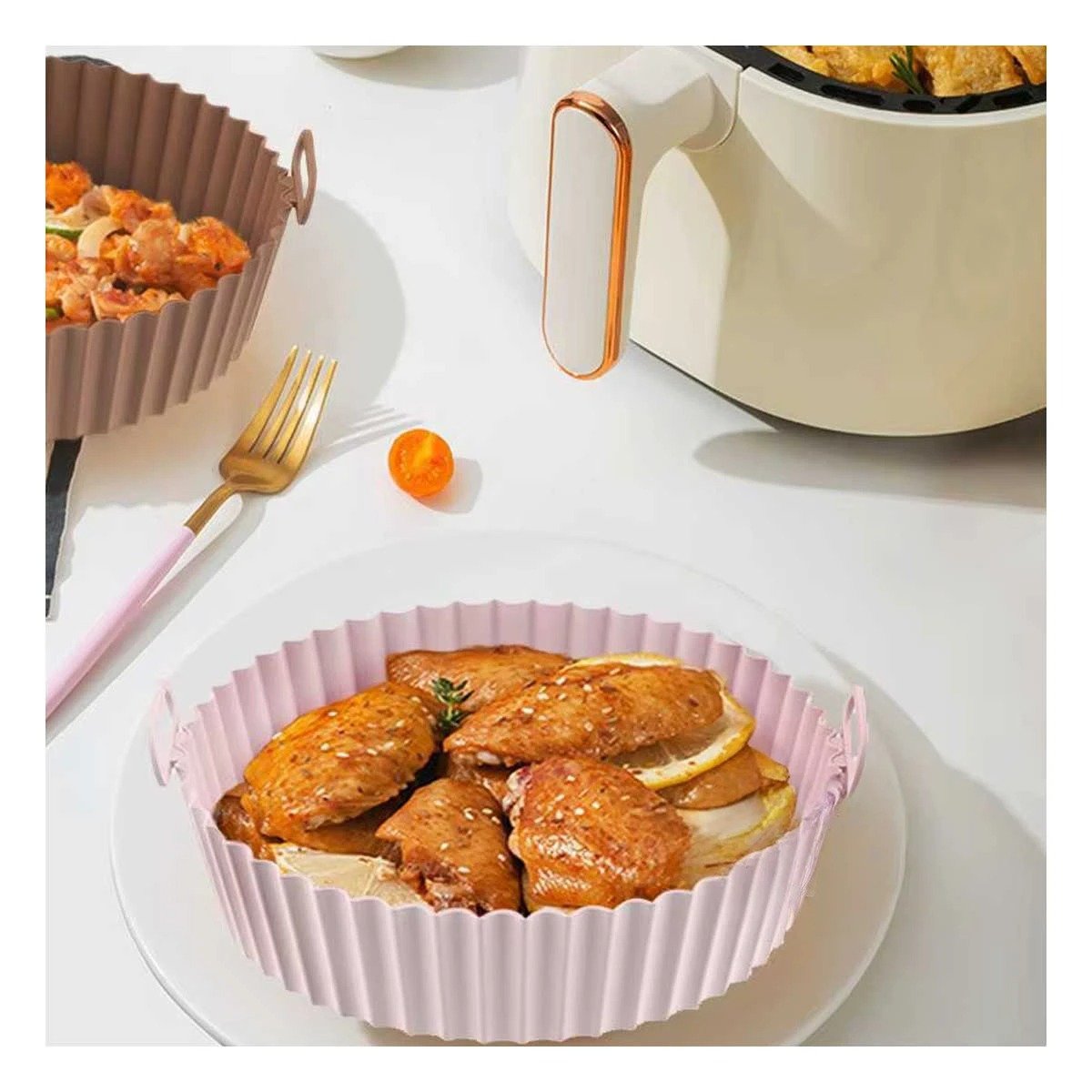 PACK4 BANDEJA SET DE 2 DE SILICONA PARA FREIDORA DE AIRE PARA RECETAS VARIADAS - 2