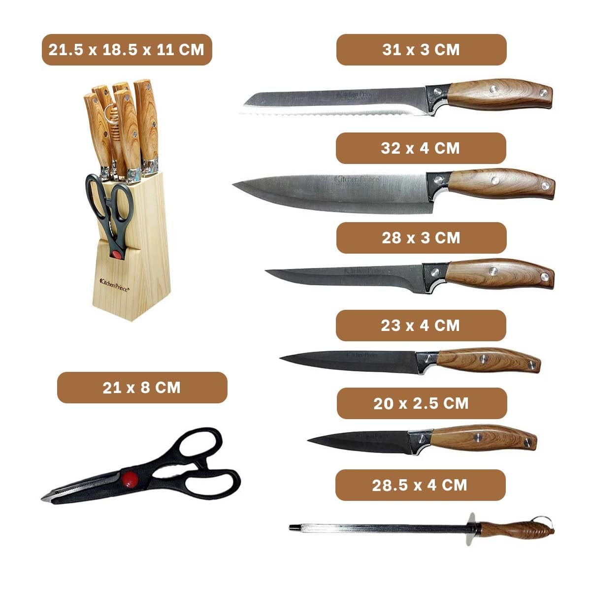 PACK2 PACK PROFESIONAL MANGO DE MADERA 8 PIEZAS Y+REGALO STICKER - 4