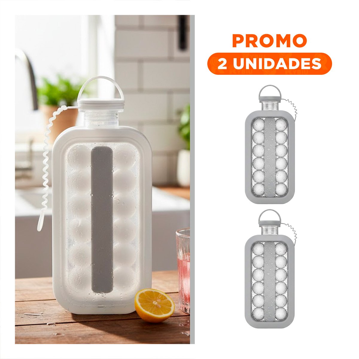PACK2 ENVASE PARA PREPARAR BEBIDAS FRIAS Y SERVIR CUBOS EN CASA GRIS YREGALO STICKER - 1