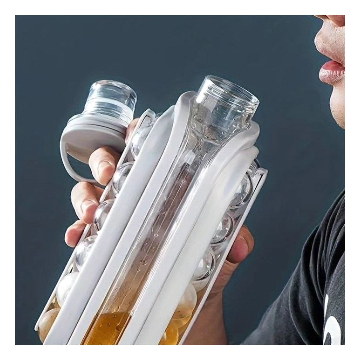 PACK2 ENVASE PARA PREPARAR BEBIDAS FRIAS Y SERVIR CUBOS EN CASA GRIS YREGALO STICKER - 5