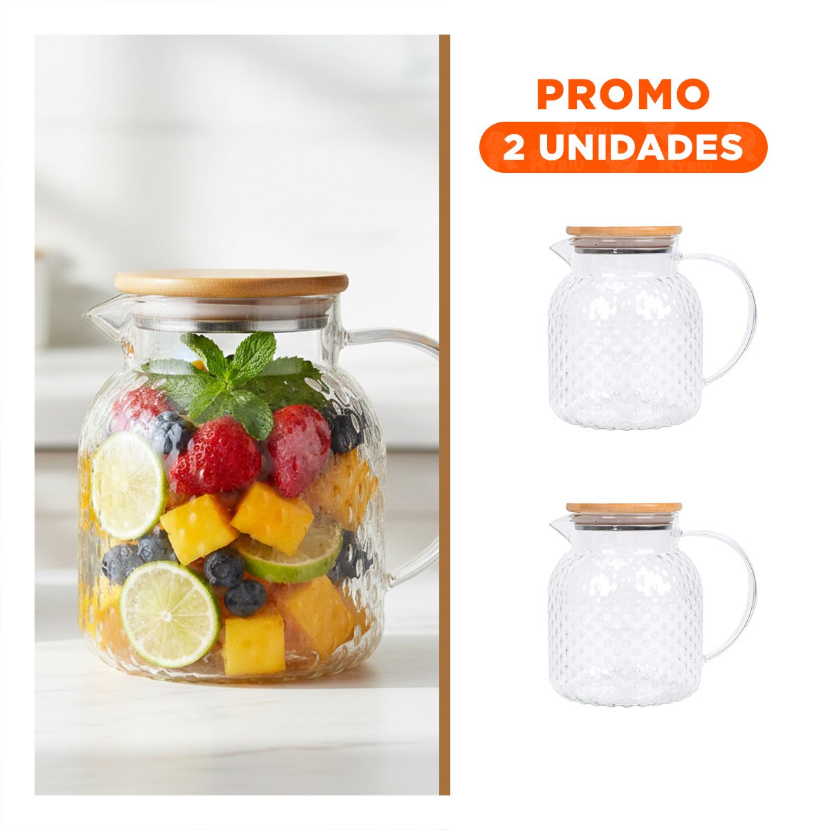 PACK2 RECIPIENTE ELEGANTE CON TAPA DE MADERA PARA COCINA TRANSPARENTE YREGALO STICKER - 1