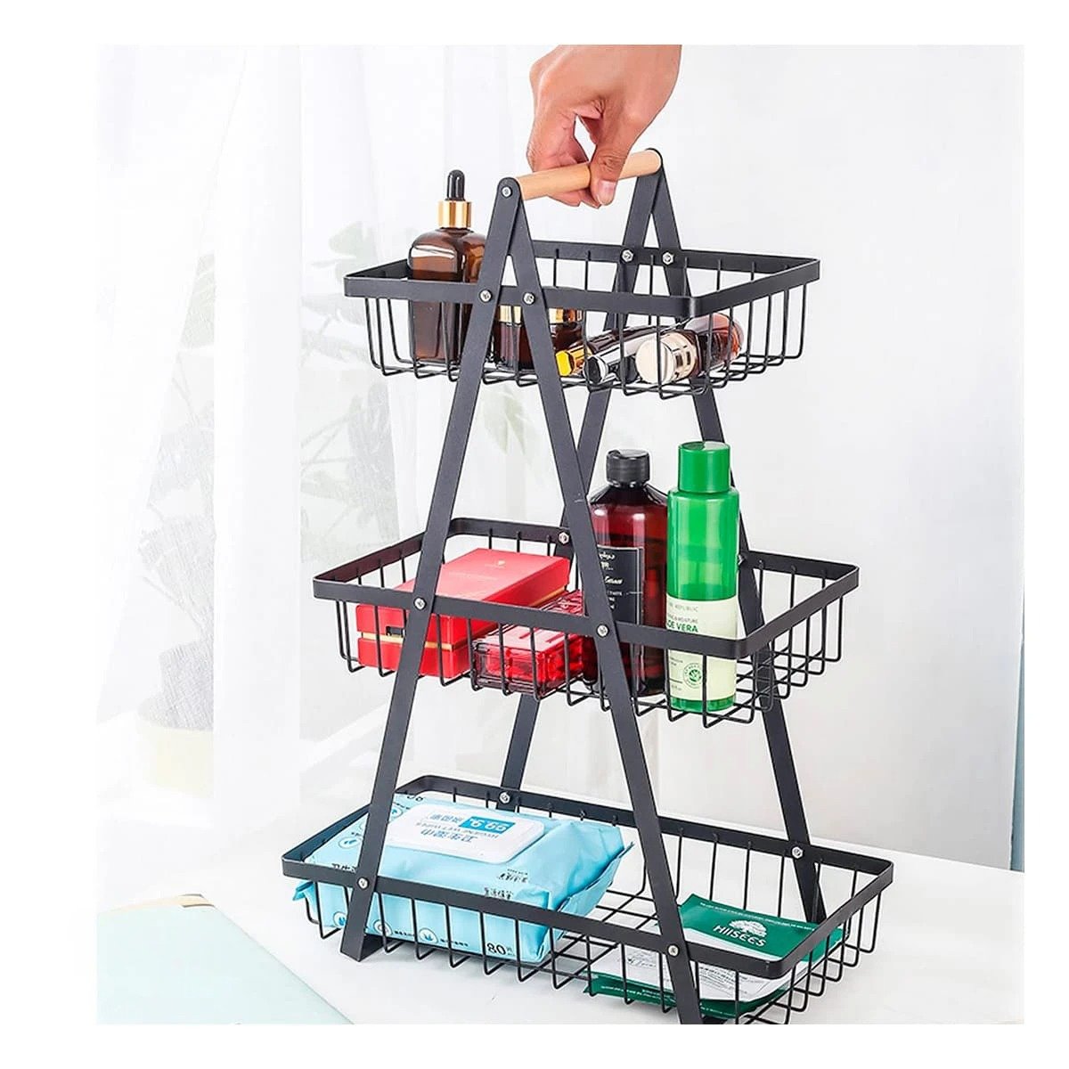 PACK4 ESTANTE TRIANGULAR EN ACERO INOXIDABLE CON 3 NIVELES COLOR NEGRO Y+REGALO STICKER - 3