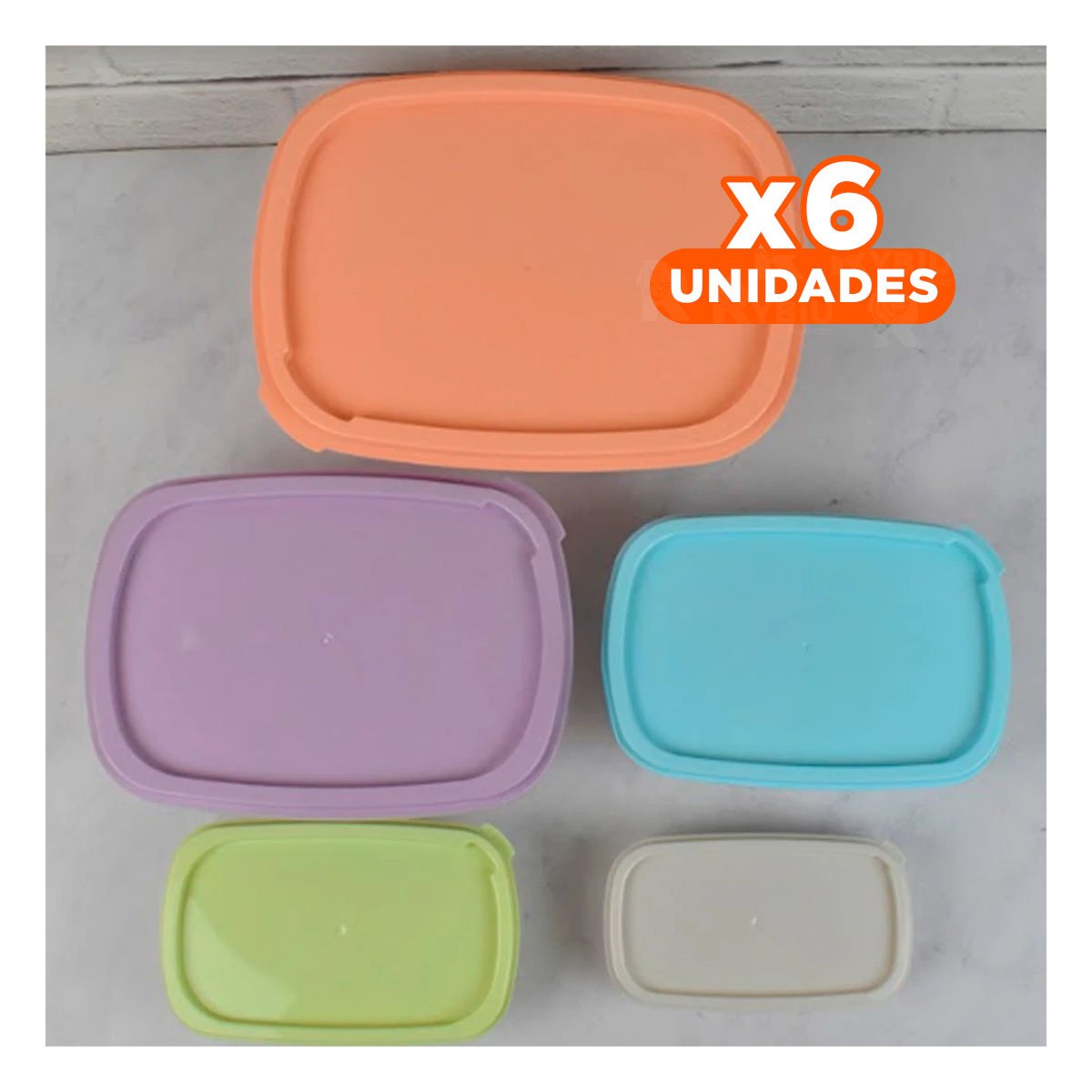 PACK6 PACK DE CONTENEDORES RECTANGULARES 5 PIEZAS EN TONOS PASTEL Y+PAPEL REGALO - 1