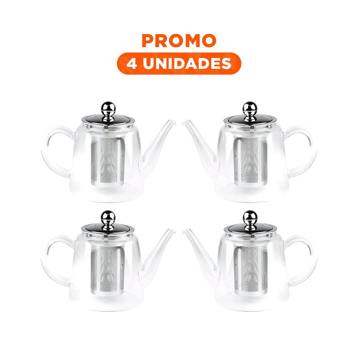 PACK4 JARRA 800ML EN BOROSILICATO Y ACERO CON PERFIL DE FLORES TRANSPARENTE - 1