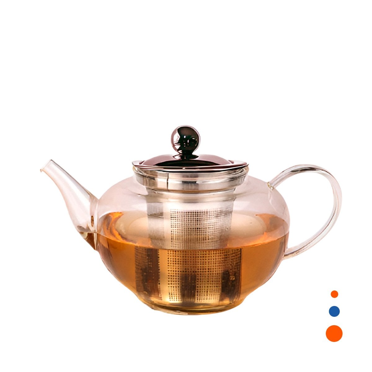 TETERA 800ML DE COLOR TRANSPARENTE EN BOROSILICATO CON DETALLES EN ACERO YREGALO STICKER - 1