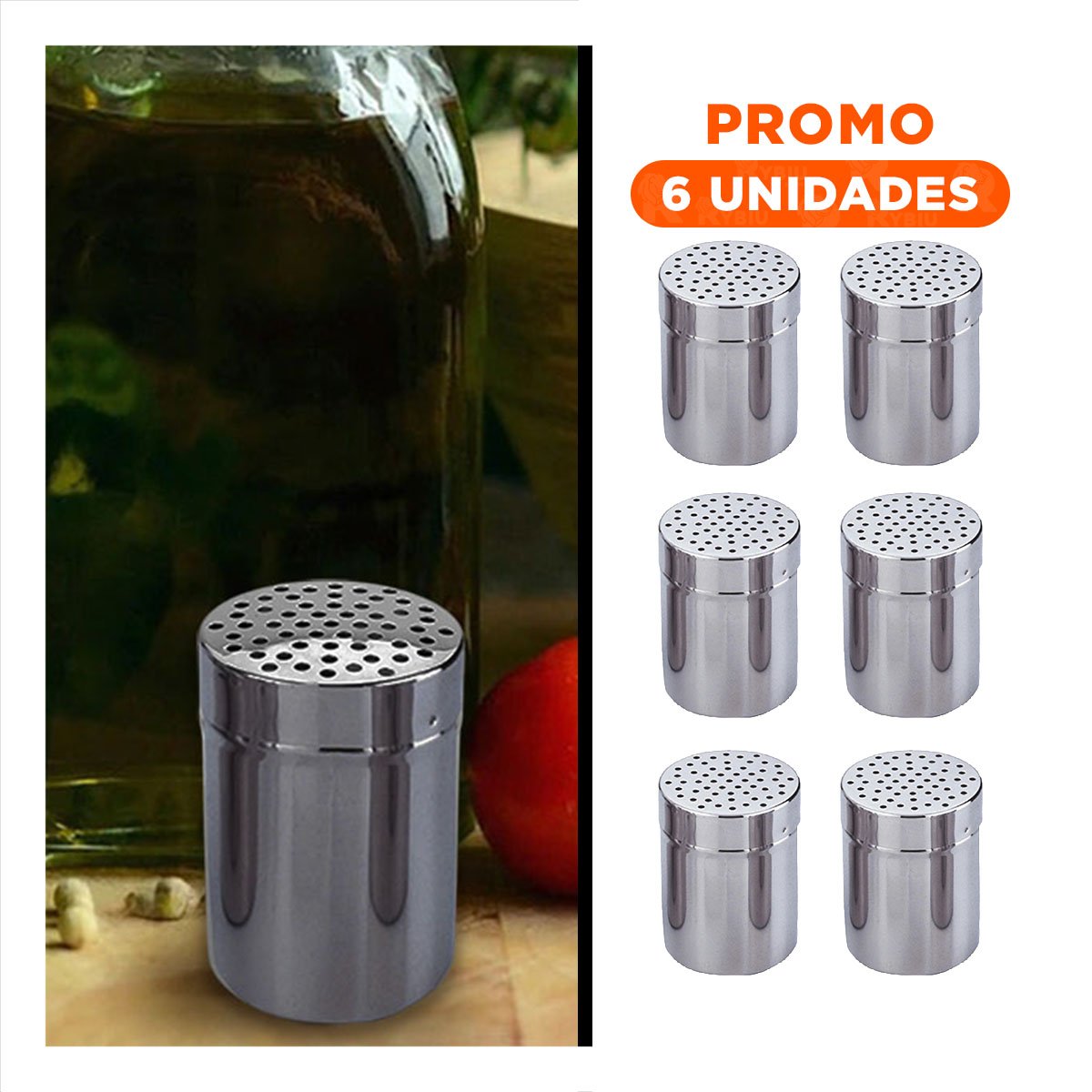 PACK6 DISPENSADOR DE COCINA CON FORMATO VERTICAL 6.5CMX6.5CMX9 CM EN METAL Y+REGALO STICKER - 1