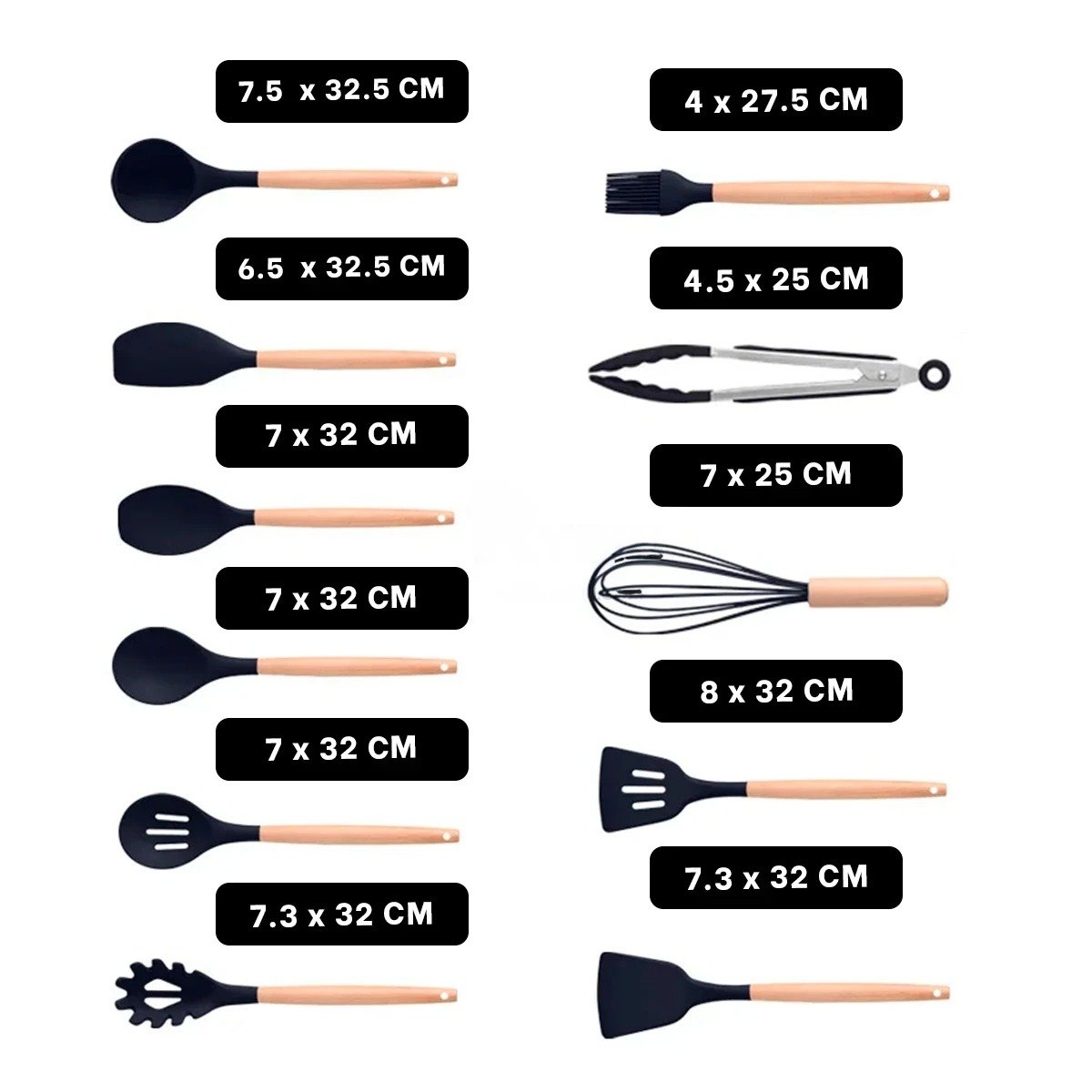 SET 18 PIEZAS EN ACERO INOXIDABLE PARA COCINA ACABADO NEGRO CON TABLA Y+PAPEL REGALO - 4