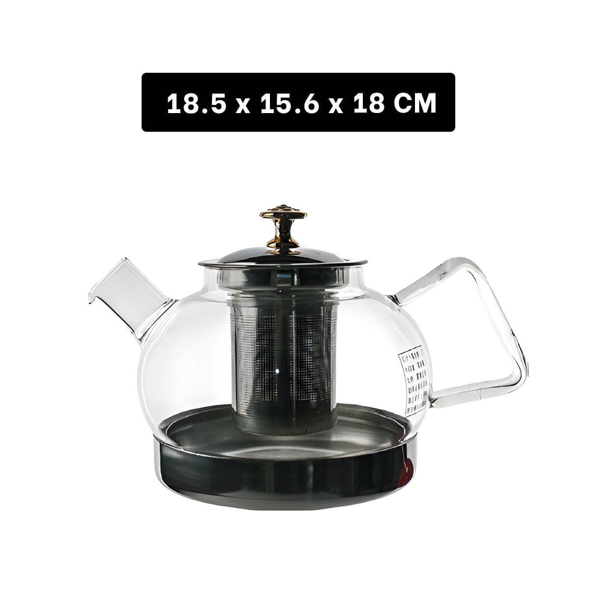 TETERA 1000ML DE COLOR TRANSPARENTE EN BOROSILICATO CON DETALLES EN ACERO YREGALO STICKER - 4