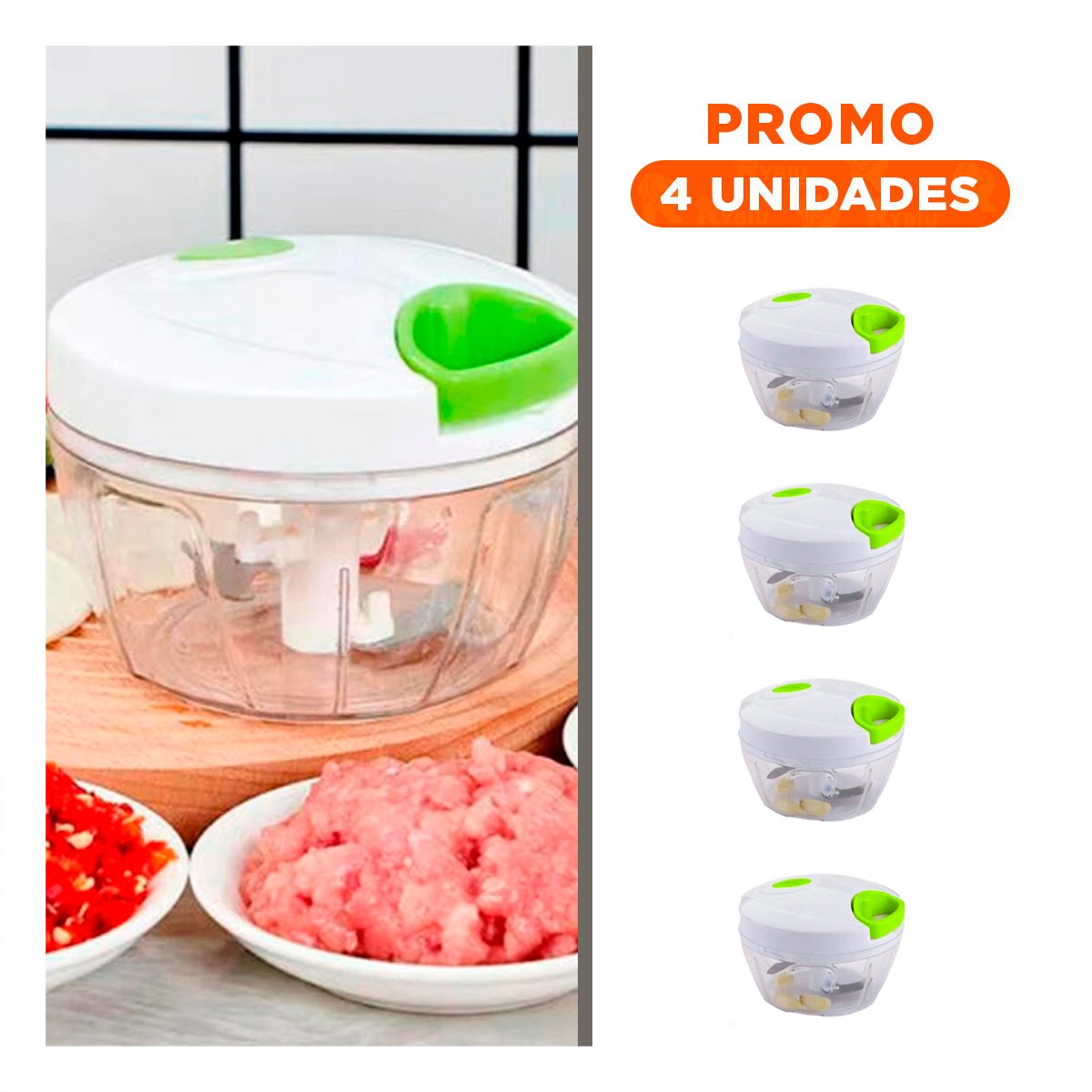 PACK4 PROCESADOR MULTIFUNCIONAL DE ACRILICO FIRME CON PITA CENTRAL Y TAPA BLANCA SEGURA - 1