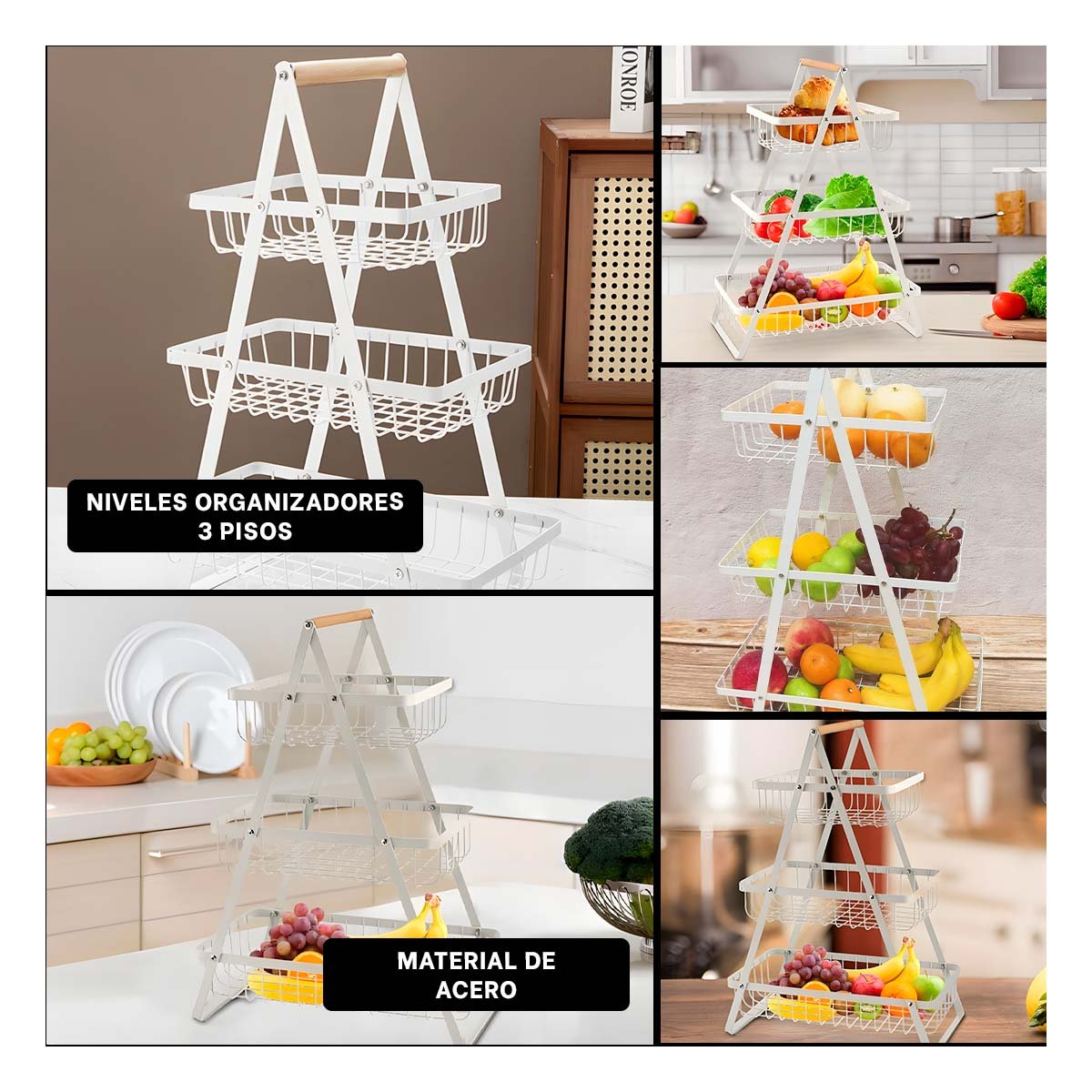 PACK6 ESTANTE TRIANGULAR 3 NIVELES BLANCO PRACTICO Y FUNCIONAL Y+PAPEL REGALO - 3