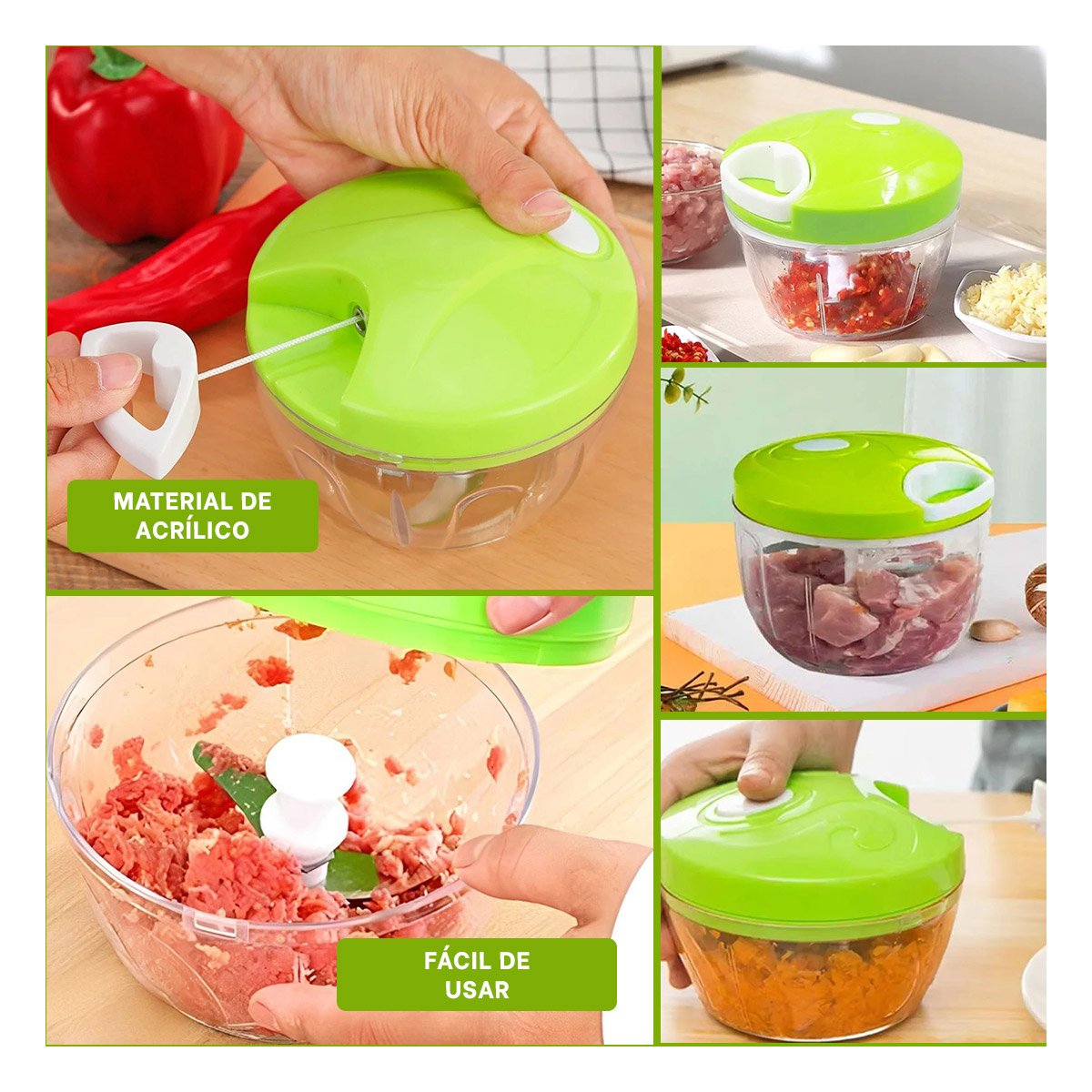 PACK2 PROCESADOR COMPACTO RESISTENTE CON MECANISMO DE PITA Y TAPA VERDE Y+PAPEL REGALO - 3
